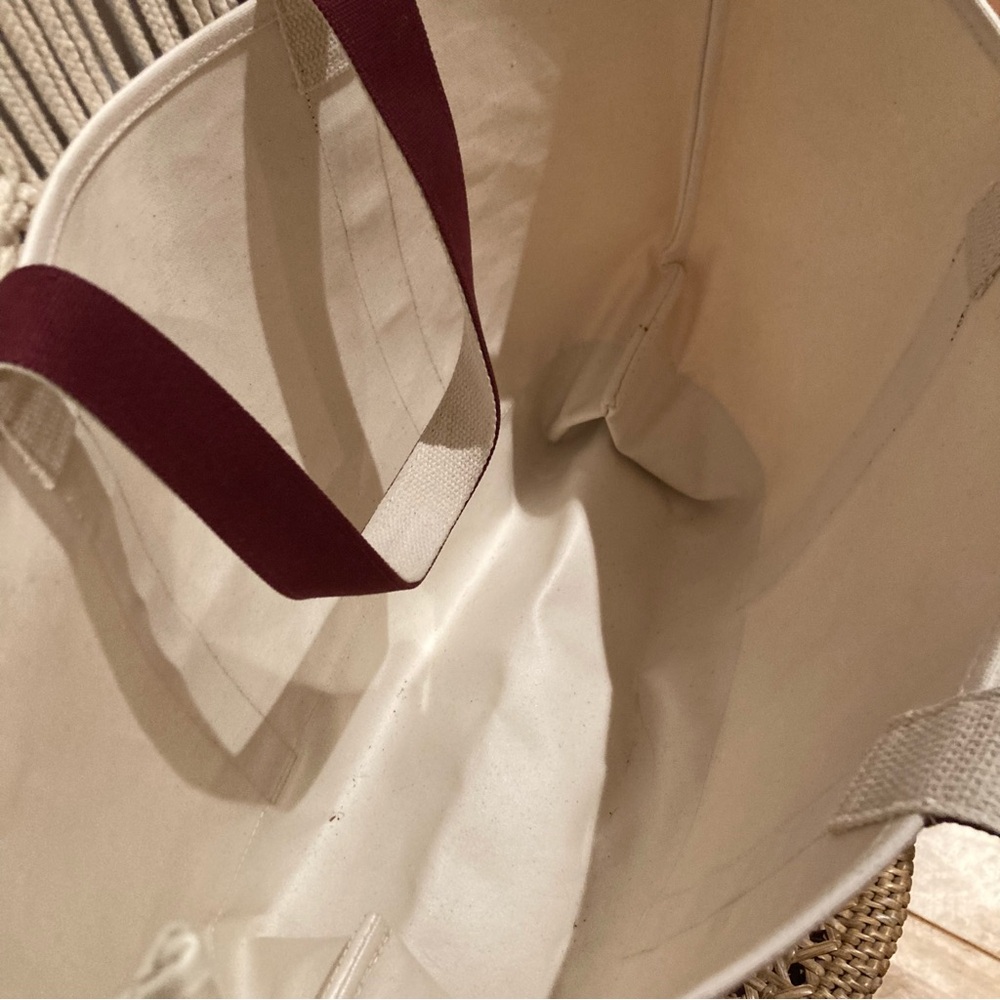 Madewell Canvas Boat Tote in Burgundy and Off-White - Picture 6 of 8